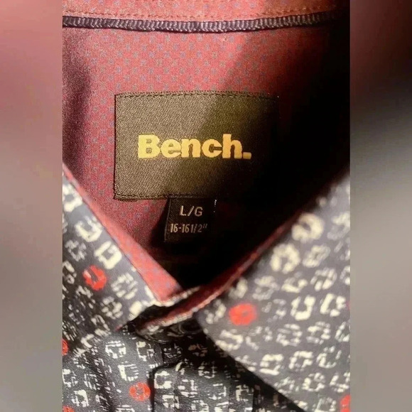 Bench “Jackson 23” button down long sleeve  collared multicolour dress shirt L - Picture 3 of 4